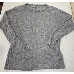 Gap Womens Sz Lg Long Sleeve Shirt Sweater White Gray Black Knit Winter